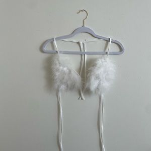 White fluffy bra top
